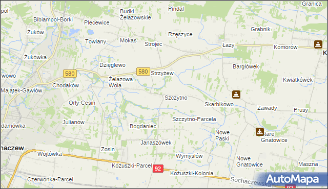 mapa Szczytno gmina Kampinos, Szczytno gmina Kampinos na mapie Targeo