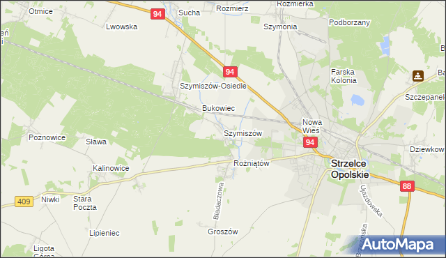 mapa Szymiszów, Szymiszów na mapie Targeo