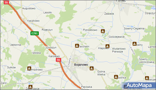 mapa Tarchalin, Tarchalin na mapie Targeo