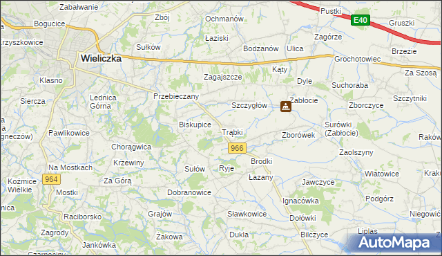 mapa Trąbki gmina Biskupice, Trąbki gmina Biskupice na mapie Targeo