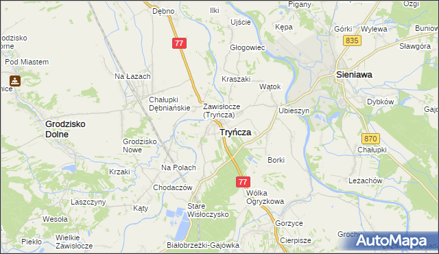 mapa Tryńcza, Tryńcza na mapie Targeo