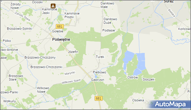 mapa Turek gmina Poświętne, Turek gmina Poświętne na mapie Targeo