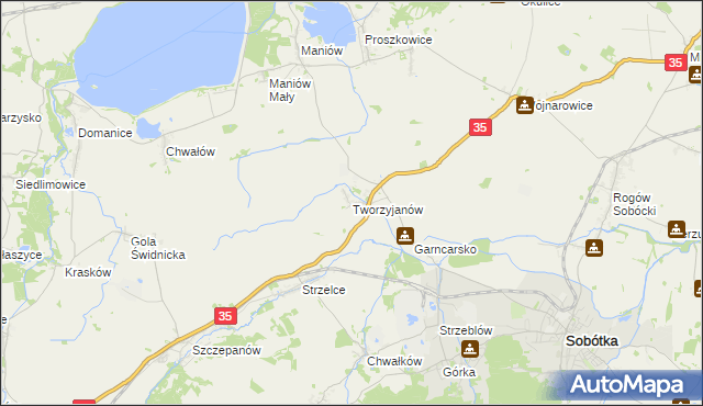 mapa Tworzyjanów, Tworzyjanów na mapie Targeo