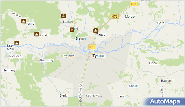 mapa Tykocin, Tykocin na mapie Targeo