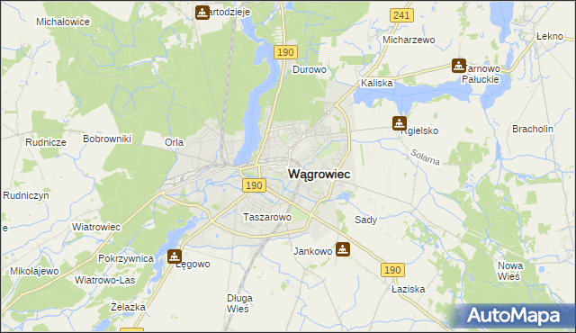 mapa Wągrowiec, Wągrowiec na mapie Targeo