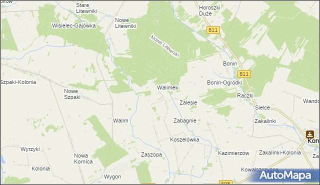 mapa Walimek gmina Stara Kornica, Walimek gmina Stara Kornica na mapie Targeo