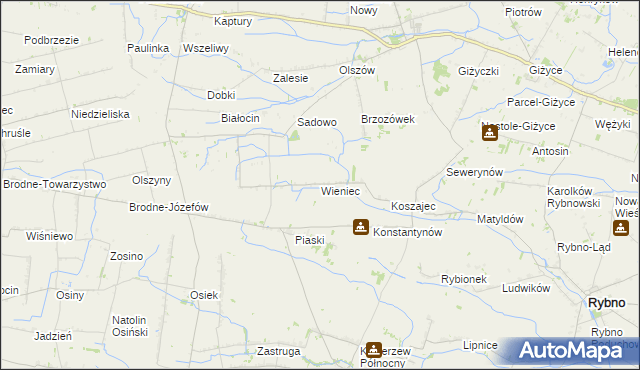 mapa Wieniec gmina Iłów, Wieniec gmina Iłów na mapie Targeo