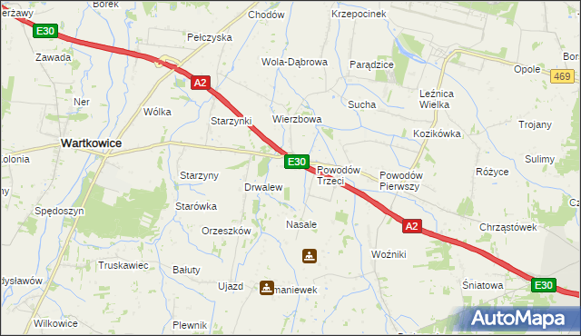 mapa Wierzbówka gmina Wartkowice, Wierzbówka gmina Wartkowice na mapie Targeo