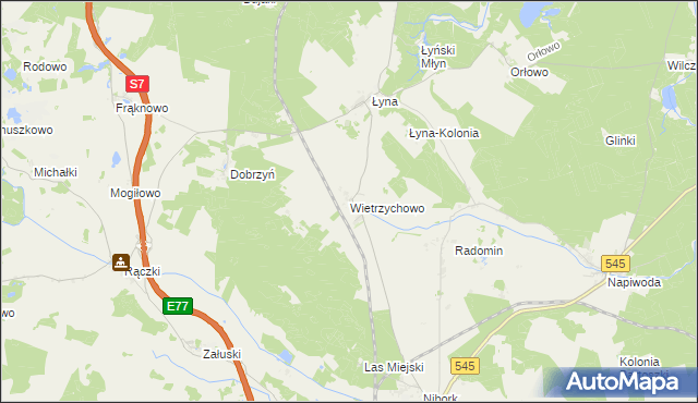 mapa Wietrzychowo, Wietrzychowo na mapie Targeo