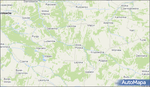 mapa Wola Polska gmina Jakubów, Wola Polska gmina Jakubów na mapie Targeo