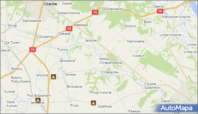 mapa Wólka Chrapanowska, Wólka Chrapanowska na mapie Targeo