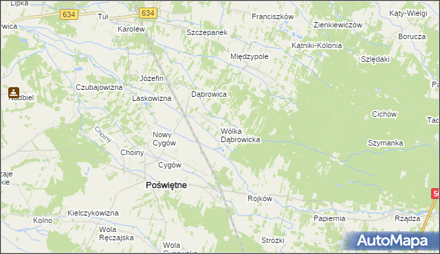 mapa Wólka Dąbrowicka, Wólka Dąbrowicka na mapie Targeo