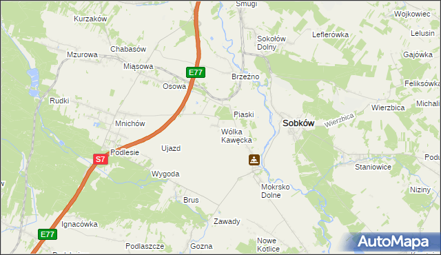 mapa Wólka Kawęcka, Wólka Kawęcka na mapie Targeo