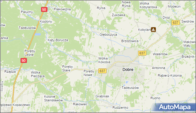 mapa Wólka Kokosia, Wólka Kokosia na mapie Targeo