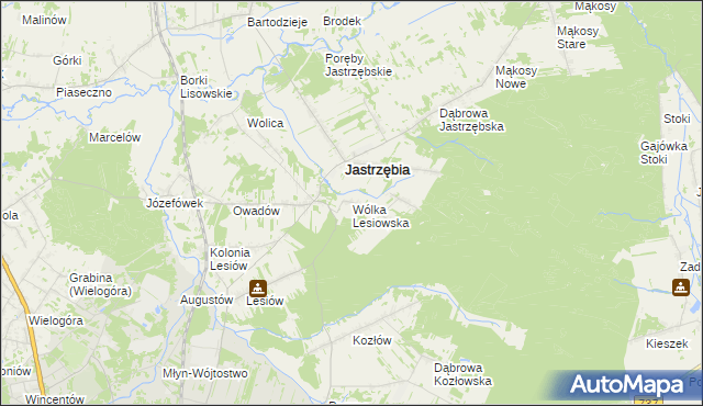 mapa Wólka Lesiowska, Wólka Lesiowska na mapie Targeo