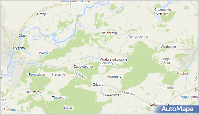 mapa Wrąbczynkowskie Holendry, Wrąbczynkowskie Holendry na mapie Targeo