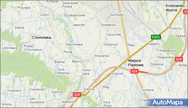 mapa Wrocanka gmina Miejsce Piastowe, Wrocanka gmina Miejsce Piastowe na mapie Targeo