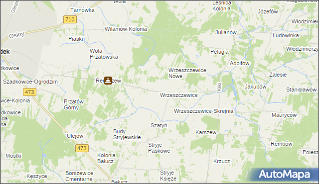 mapa Wrzeszczewice, Wrzeszczewice na mapie Targeo