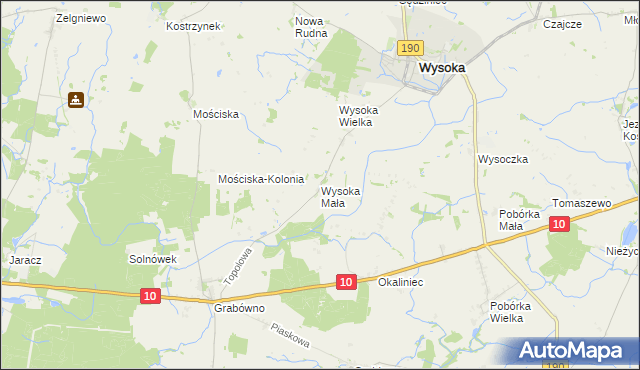 mapa Wysoka Mała gmina Wysoka, Wysoka Mała gmina Wysoka na mapie Targeo