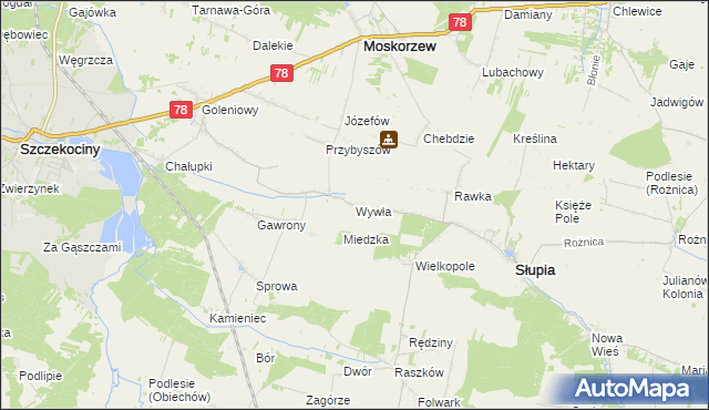 mapa Wywła, Wywła na mapie Targeo