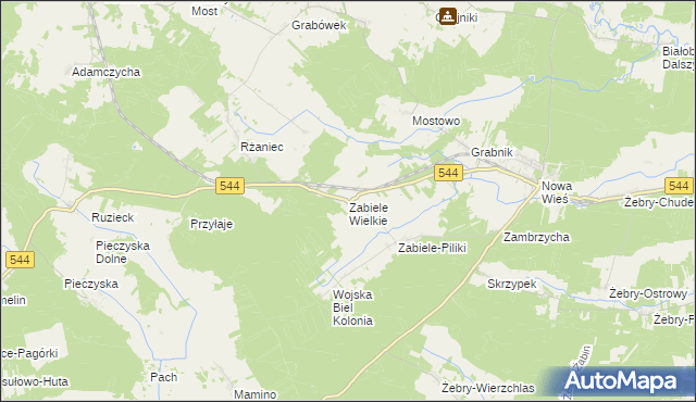 mapa Zabiele Wielkie, Zabiele Wielkie na mapie Targeo