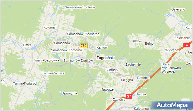 mapa Zagnańsk, Zagnańsk na mapie Targeo