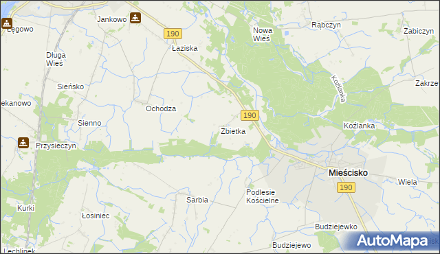 mapa Zbietka, Zbietka na mapie Targeo