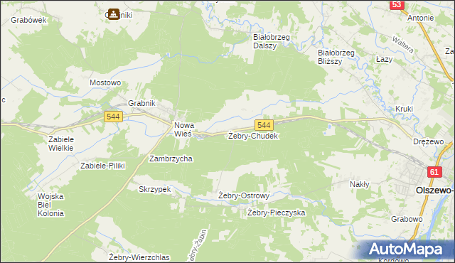 mapa Żebry-Chudek, Żebry-Chudek na mapie Targeo