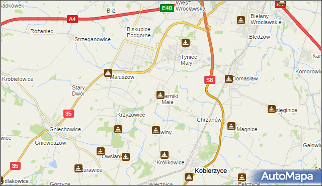 mapa Żerniki Małe, Żerniki Małe na mapie Targeo