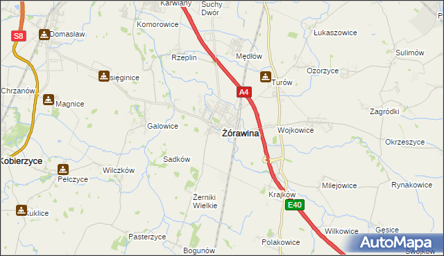 mapa Żórawina, Żórawina na mapie Targeo