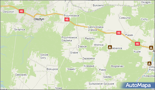 mapa Zrębice, Zrębice na mapie Targeo