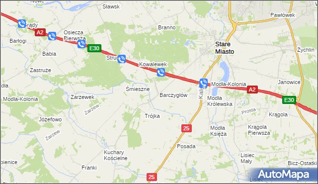 mapa Barczygłów, Barczygłów na mapie Targeo