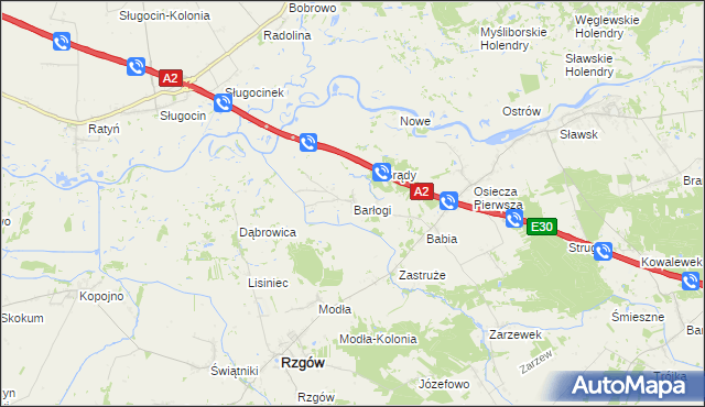 mapa Barłogi gmina Rzgów, Barłogi gmina Rzgów na mapie Targeo