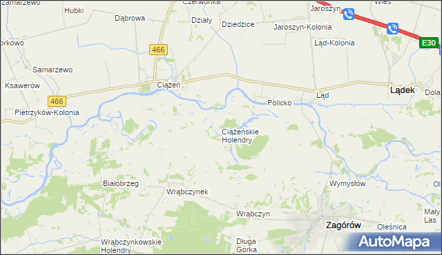 mapa Ciążeńskie Holendry, Ciążeńskie Holendry na mapie Targeo