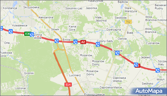 mapa Ciosny gmina Zgierz, Ciosny gmina Zgierz na mapie Targeo