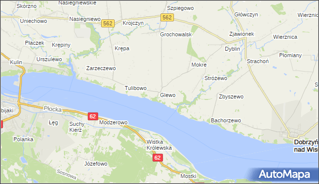 mapa Glewo gmina Dobrzyń nad Wisłą, Glewo gmina Dobrzyń nad Wisłą na mapie Targeo