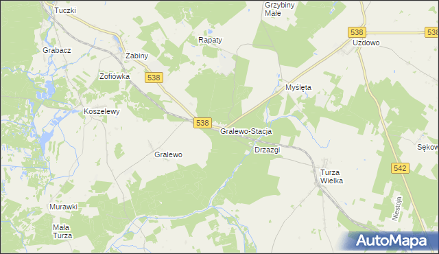mapa Gralewo-Stacja, Gralewo-Stacja na mapie Targeo