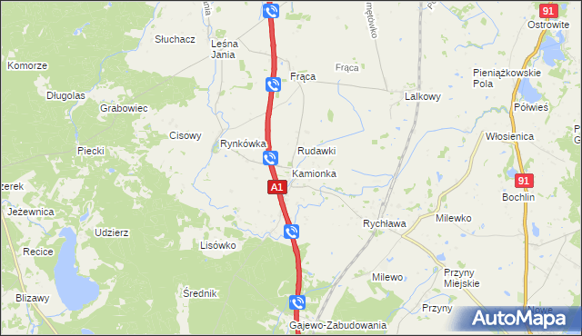 mapa Kamionka gmina Smętowo Graniczne, Kamionka gmina Smętowo Graniczne na mapie Targeo