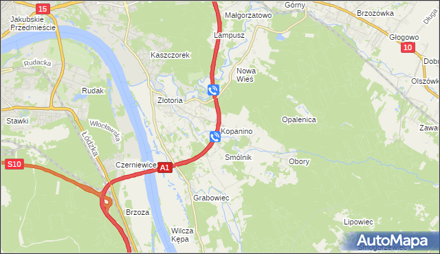 mapa Kopanino gmina Lubicz, Kopanino gmina Lubicz na mapie Targeo