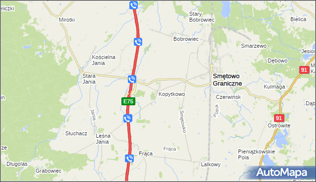 mapa Kopytkowo gmina Smętowo Graniczne, Kopytkowo gmina Smętowo Graniczne na mapie Targeo