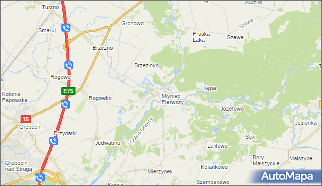 mapa Młyniec Pierwszy, Młyniec Pierwszy na mapie Targeo