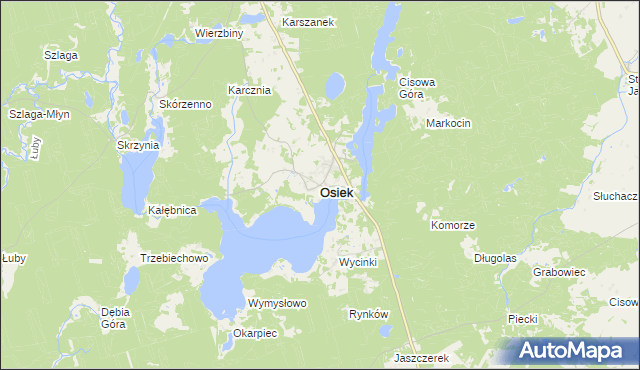 mapa Osiek powiat starogardzki, Osiek powiat starogardzki na mapie Targeo