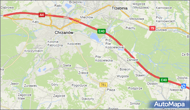 mapa Piła Kościelecka, Piła Kościelecka na mapie Targeo