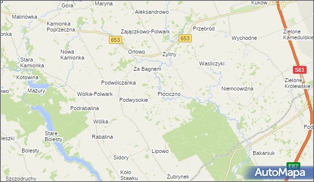 mapa Płociczno gmina Bakałarzewo, Płociczno gmina Bakałarzewo na mapie Targeo