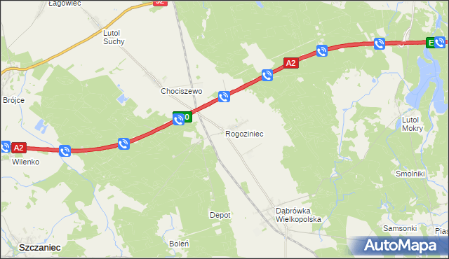 mapa Rogoziniec, Rogoziniec na mapie Targeo