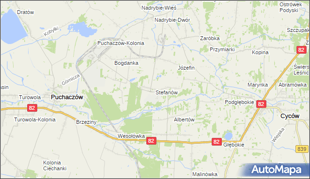 mapa Stefanów gmina Cyców, Stefanów gmina Cyców na mapie Targeo