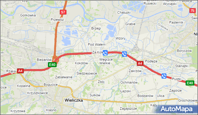 mapa Węgrzce Wielkie, Węgrzce Wielkie na mapie Targeo