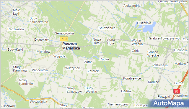 mapa Wola Polska gmina Puszcza Mariańska, Wola Polska gmina Puszcza Mariańska na mapie Targeo