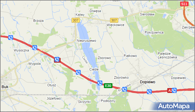 mapa Zborowo, Zborowo na mapie Targeo