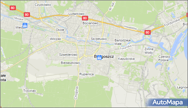 mapa Bydgoszczy, Bydgoszcz na mapie Targeo